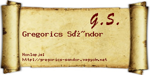 Gregorics Sándor névjegykártya