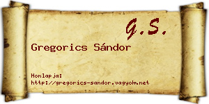 Gregorics Sándor névjegykártya